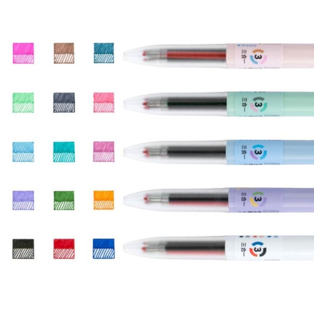 0,5 мм 3-в-1 ручка с тонким наконечником, выдвижная ручка, гелевые ручки для канцелярских товаров, для заметок