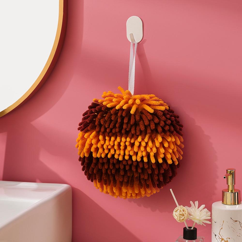 Soft Absorbent Hanging Hand Towel Quick Dry Microfiber Towels Comfortable Chenille Hand Ball  Home
