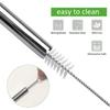 16 Pack of Reble Stainless Steel Metal Straws, 8 Straight + 8 Bent 8.5 inch Metal Straws with 2 Cleaning Brushes, Straw Compatible with 20oz Stanley