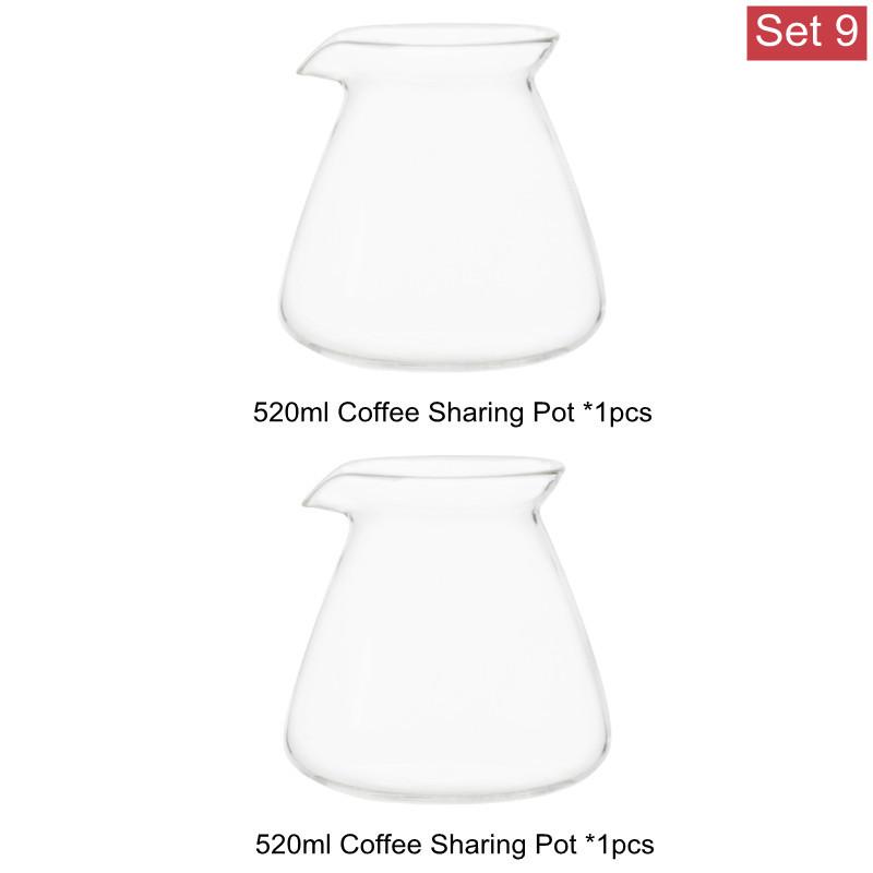 New 520ml 200ml 275ml Heat-resistant Glass Coffee Sharing Pot Coffee Server Hand Made Coffee Maker Teapot Coffee Utensils