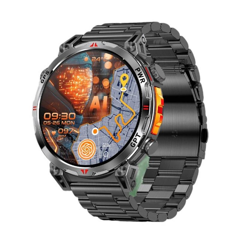 Мужские умные часы KC93 1,56 дюйма AMOLED GPS-позиционирование Спорт на открытом воздухе Фитнес-трекер Bluetooth-звонки Большой аккумулятор Смарт-часы
