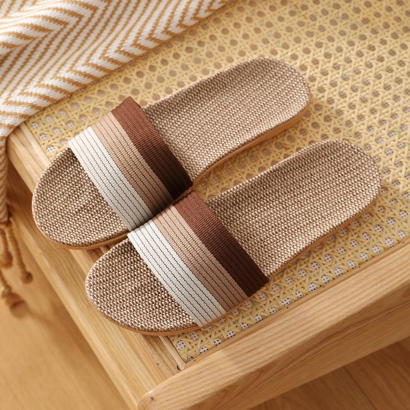 Women Men Couple Indoor Home Wooden Floor Linen Basin Bottom Thickening Spring and Autumn Cotton Summer Sandals and Slippers