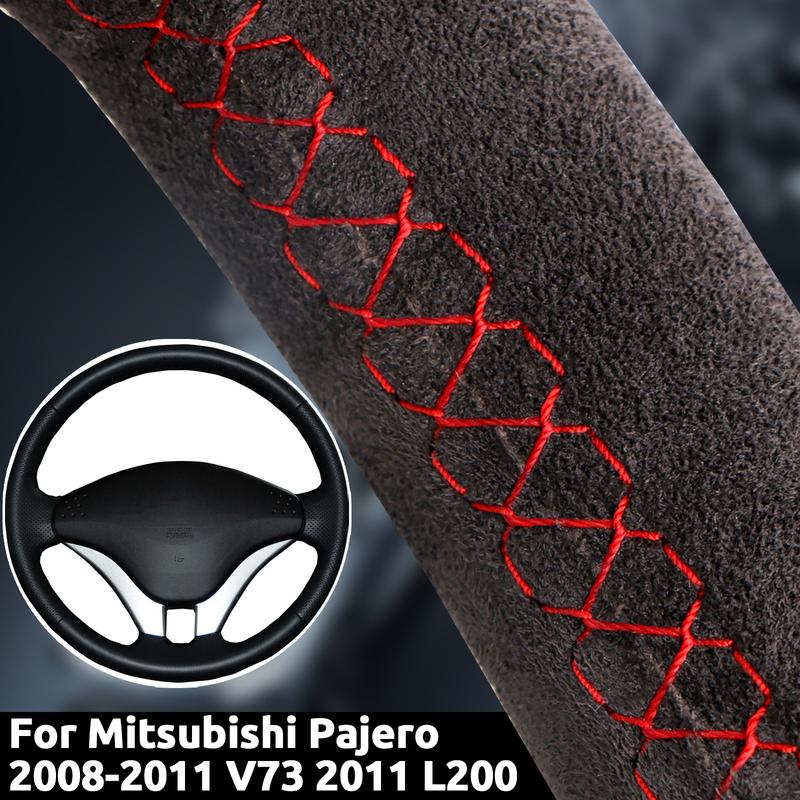 Suede Car Steering Wheel Cover For Mitsubishi Pajero 2008-2011 V73 2011 L200 Soft Leather Auto Accessories