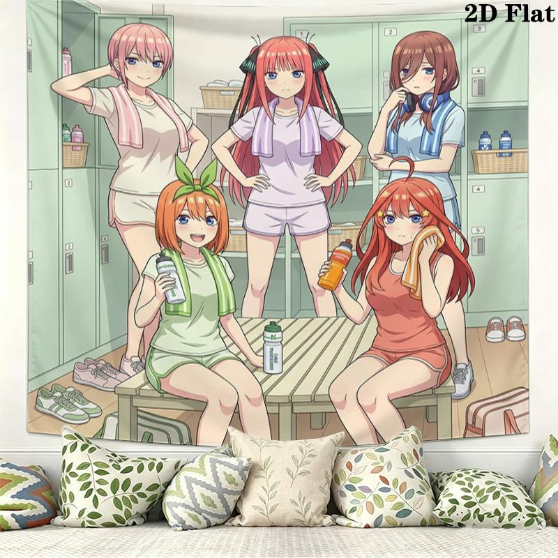The Quintessential Quintuplets Wall Tapestry Aesthetic Wall Hanging Printed Fabric Blanket Decorative Tapestries for Bedroom Living Room Home Decor