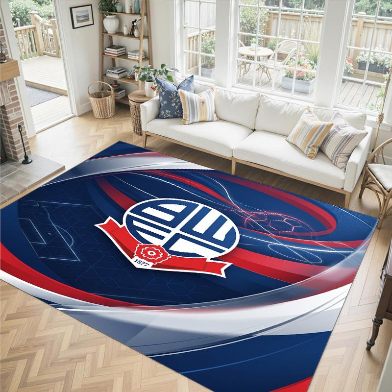 Bolton Wanderers FC Design Crystal Velvet Carpet Cozy Non?Slip Printed Rug For Bedroom Living Room Entrance