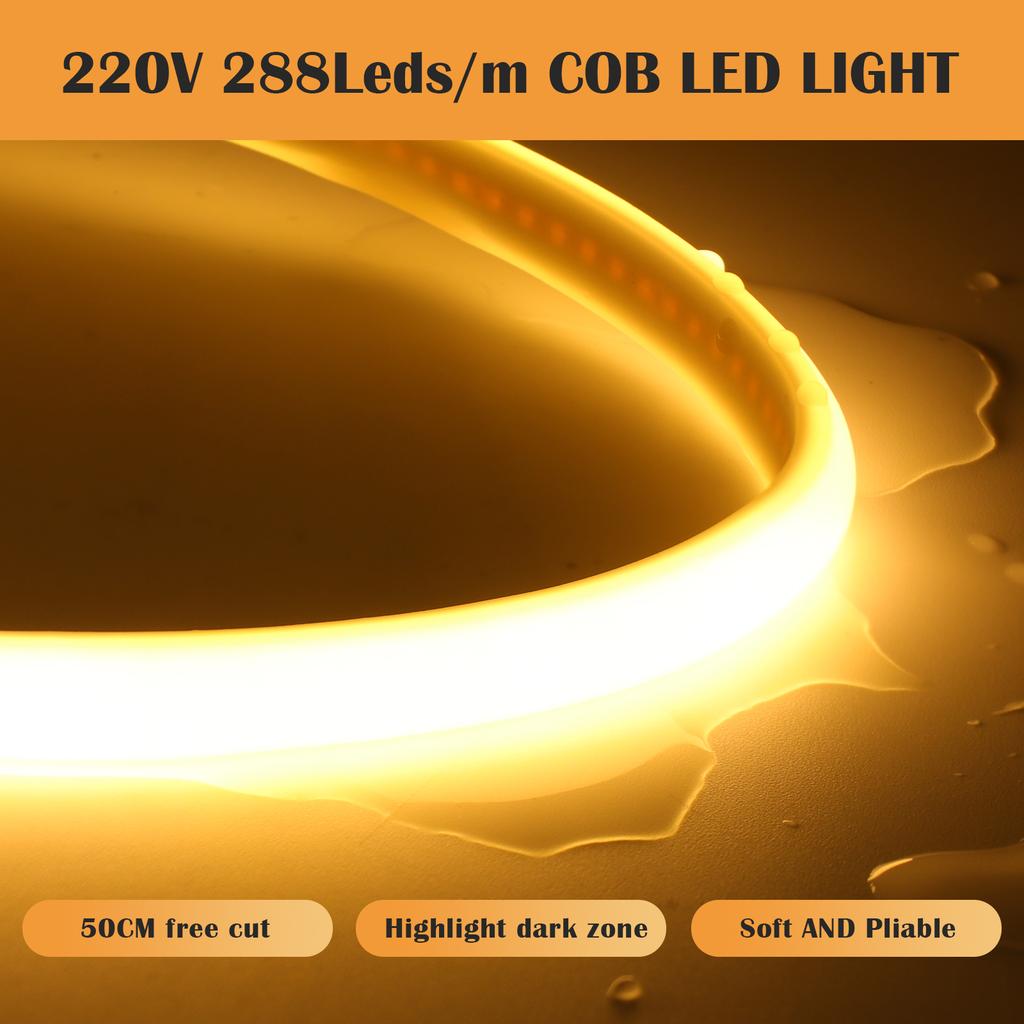 110V 220V COB LED Strip Light Outdoor Waterproof Neon Decor for Garden Kitchen Bedroom Multiple Lengths Available