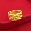 Mens Open Ring Wave Textured Gold Plated Fashion Jewelry Daily Wear