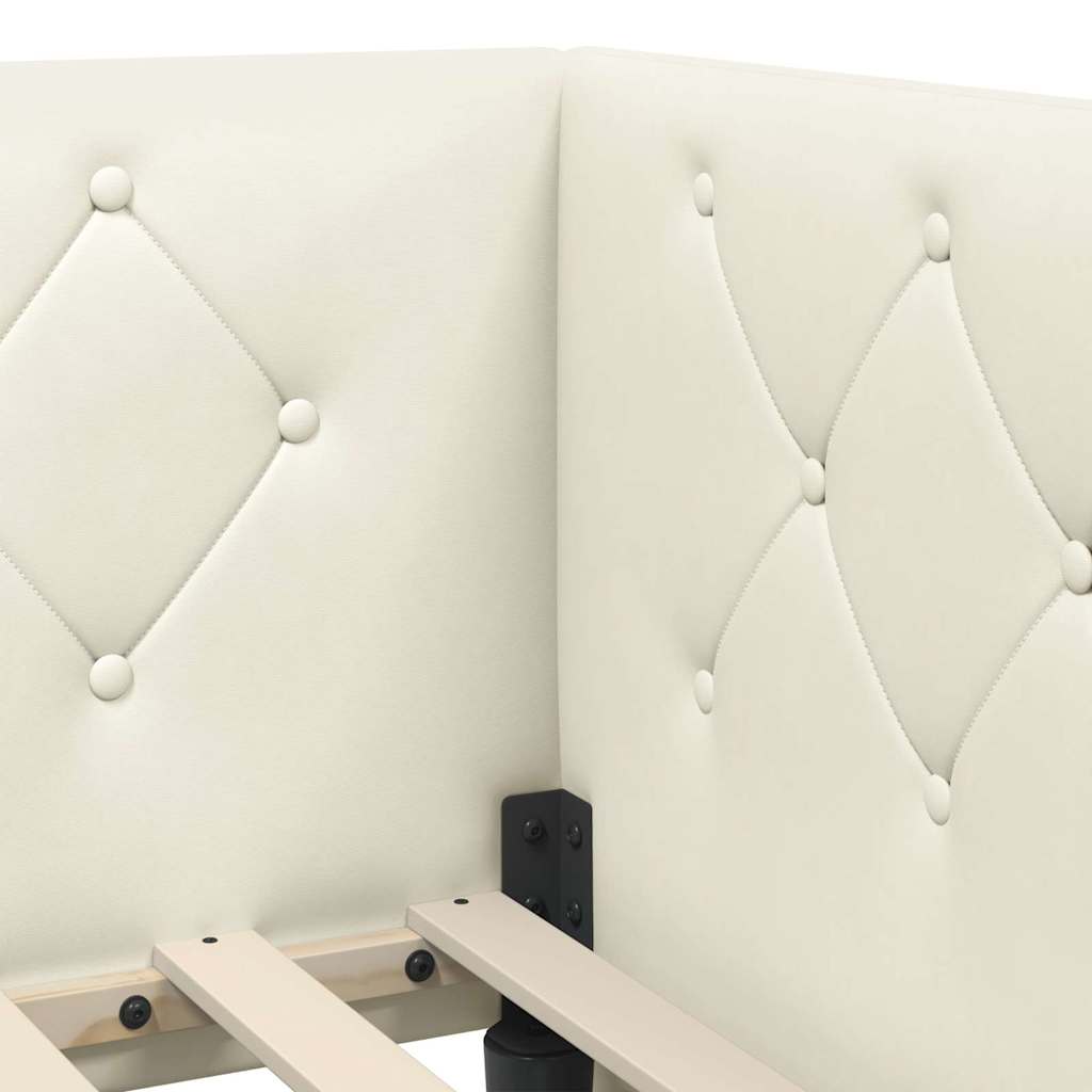 L Shaped Corner Bed Frame Cream 80 x 200 cm Velvet