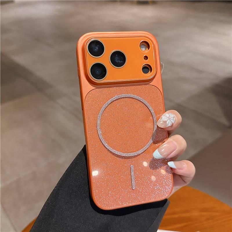 Магнитный чехол для iPhone 17 с блестками и большим окном, противоударный для Apple 16 Pro Max и 15