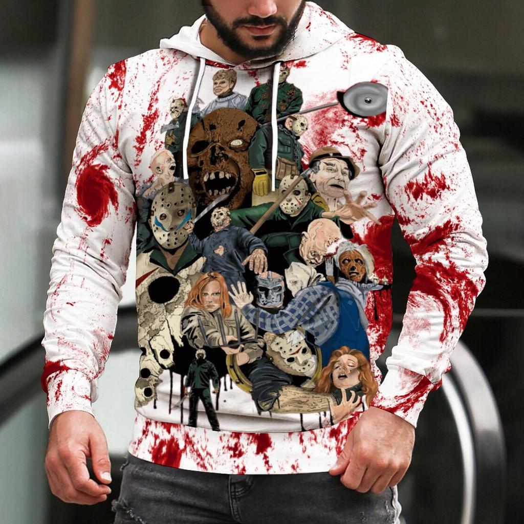 2022 Новая мода фильм ужасов унисекс женские черные толстовки с капюшоном Хэллоуин Майкл Майерс пуловер с 3D принтом оверсайз спортивный костюм