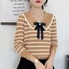 2024 Модный женский полосатый свитер с длинными рукавами — свободный крой для осени/зимы