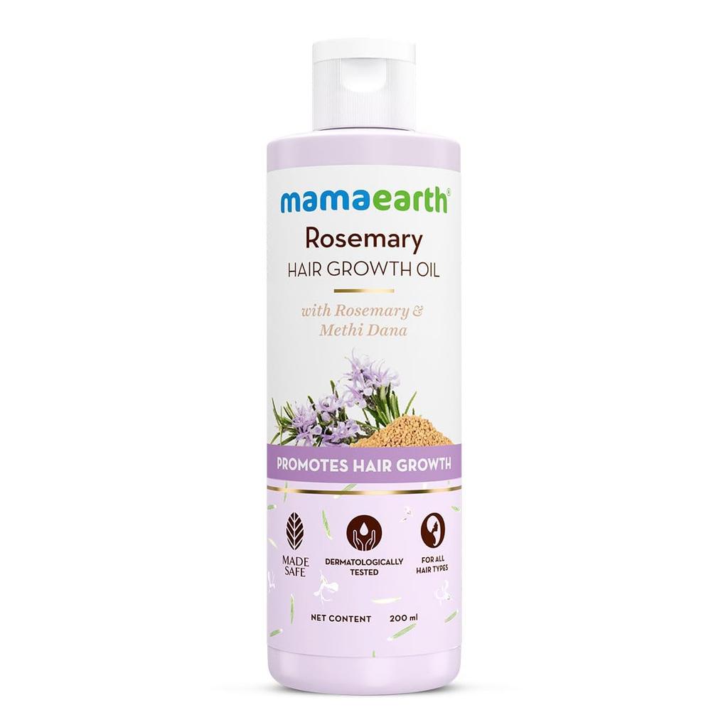 Mamaearth Rosemary & Fenugreek Hair Growth Oil 200ml, Strengthens Roots, Reduces Hair Fall, Thicker Fuller Hair, Natural & Safe