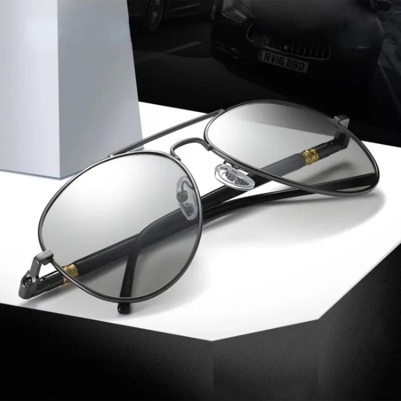 Хромированные поляризованные солнцезащитные очки UV400 стиль пилот линзы меняющие цвет мужские антибликовые очки для вождения очки