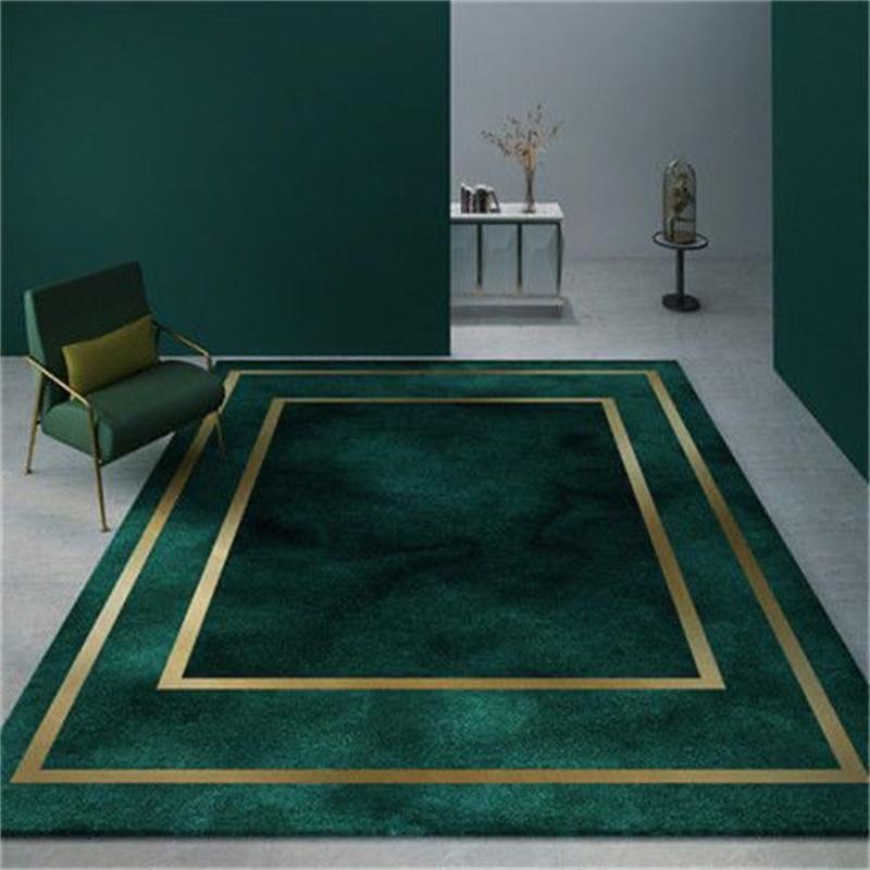 Modern Light Luxury Living Room Sofa Coffee Table Carpet Simple Dark Green Porch Entry Non-slip Rug Children's Room Bedside Rugs