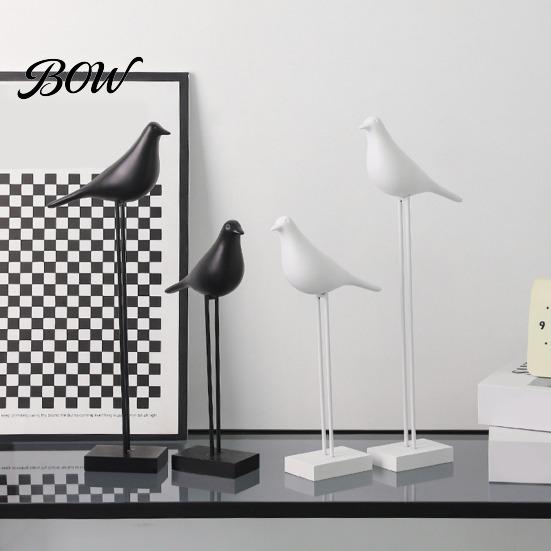 Sophisticated Bedside Table Ornaments Black & White Bird Figurine, Minimalist Modern Art Sculpture for TV Contemporary Office Desktop