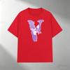 Unisexs 100 Cotton Tshirt Purple V Letter  Dove Print Crew Neck Short Sleeve Casual Outdoor Tees