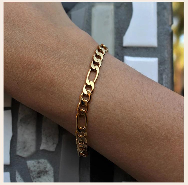Figaron Chain Bracelet Women, 3mm/5mm/7mm Stainless Steel Wristband, Minimalist Stackable Jewelry