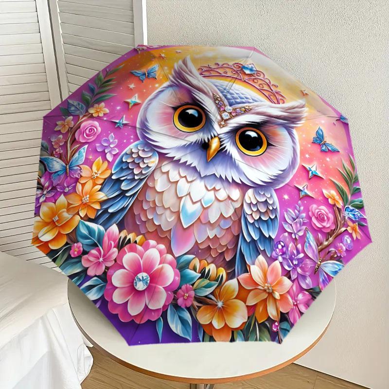 1PC Owl Fantasy Umbrella-8-Rib Reinforced, Automatic Open, Lightweight & Durable, Cute Fashion Accessory for Outdoor-F2630