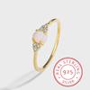 Creative and Versatile 14K Gold Authentic S925 Silver Oval Opal Opal Geometric Jewelry Ring for Women