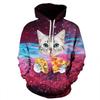 2022 Newest Fashion Men Women Hoodies Hip Hop Sweatshirt 3D Print Starry Sky Cat Head Pizza Fashion Casual Loose Hoodie Tracksuit Unisex Pullover