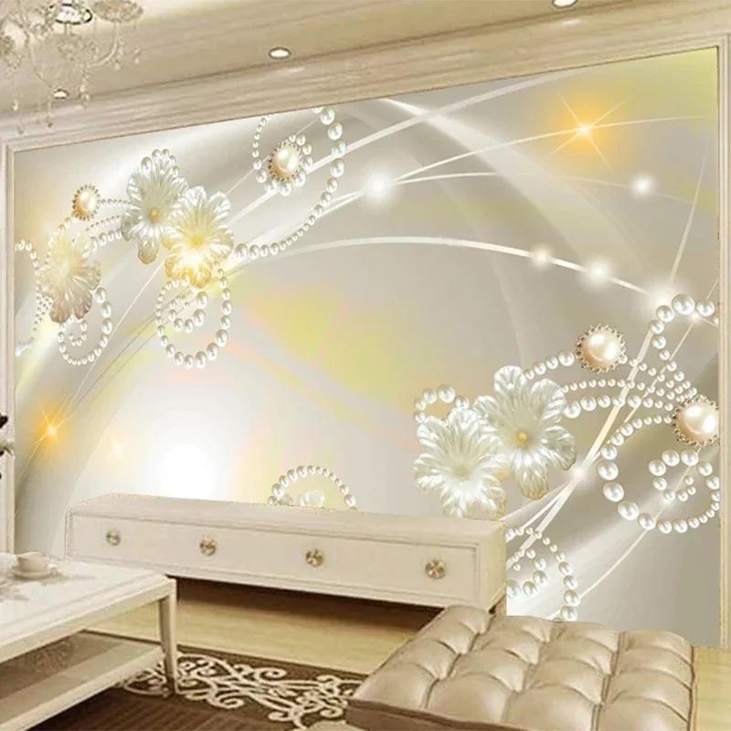European Style 3d Photo Wallpaper Fashion Flower Jewelry Mural Living Room Background Wall Murals Decor