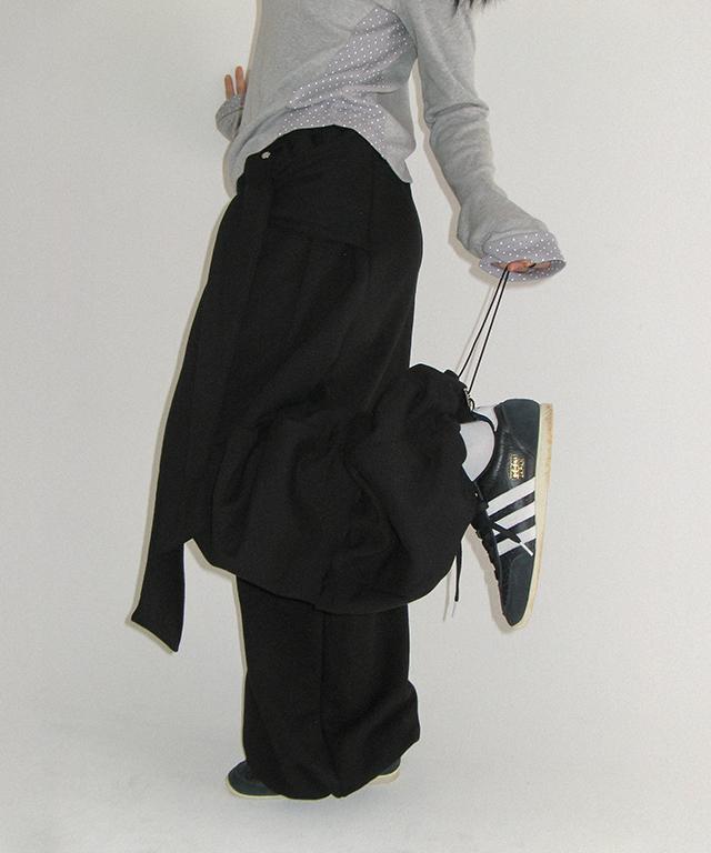 RONRON Штаны-джоггеры с запахом и сборками-шариками Черные