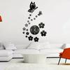 DIY Home Room Modern Decor 3D Butterfly Flower Wall Clock Mirror Surface Sticker