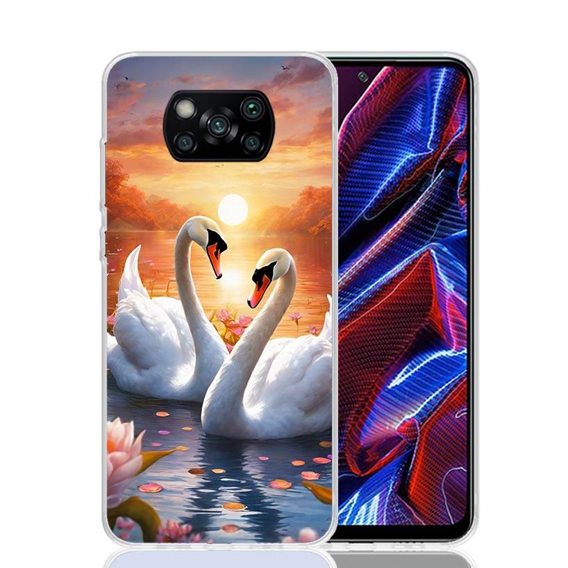 Чехол для телефона 'Белый лебедь' Grace Art для Xiaomi Poco X7 X6 X5 Pro F7 Ultra Redmi 15C 15 13 13C 12 12C 10 10A 10C 9 9A 9C 9T Обложка Poc