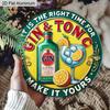 2D Flat 1pc Retro Bar Aluminum Decoration Plaque, "It's The Right Time for Gin & Tonic" Lettering Sign, Home Bar Decor, Pub Decor, Kitchen Decor