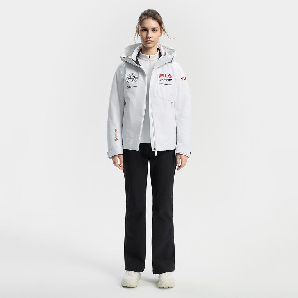 Fila Серия Лыжная Классический Минималистичный Повседневный Спортивный Универсальный Теплый Защитный Пуховик с Капюшоном Женская верхняя одежда Нефритово-Белый A11W546908FWT