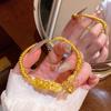 New Chinese Style Sand Gold Coins Gourd Beaded Bracelet, Vintage Lucky Coin Pendant Wrist Jewelry for Women