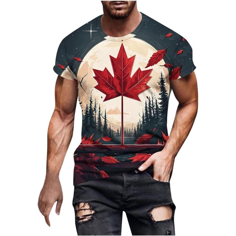 Футболка Canadian Maple Leaf для мужчин Модная футболка с флагом Дня Канады 3D-печать Крутая футболка с коротким рукавом