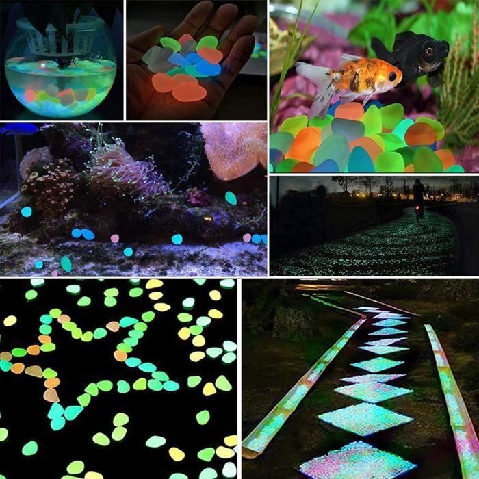 300pcs Luminous Stones,Glow Pebble,Fluorescent Pebbles,Decoration Stones,Colorful Luminous Aquarium,Outdoor Garden Aquarium