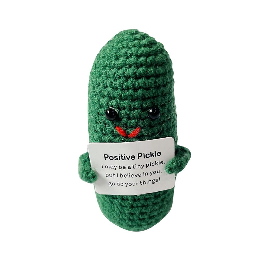 Funny Wool Knitting Doll with Heart-warming Words Card Emotional Support Doll Home Decoration Figurines