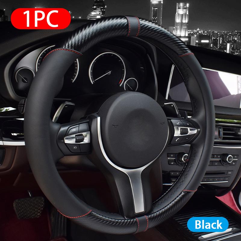 38 см чехол на руль автомобиля из ПУ углеродного волокна, искусственная кожа, чехлы на руль, дышащая тканевая оплетка, автоаксессуары
