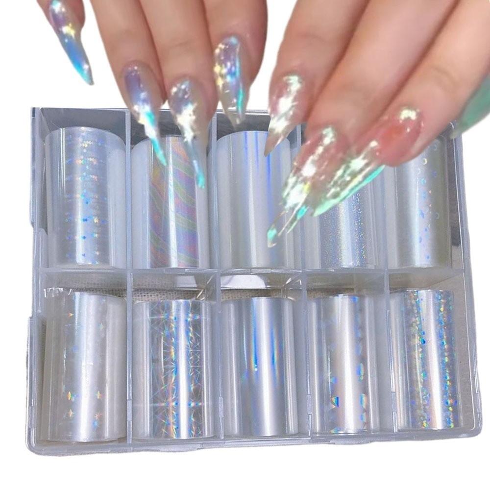 Iridescent Nail Transfer Stickers Laser Nail Decals Professional Manicure Decals Manicure DIY