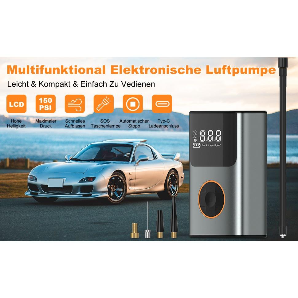 Электрический портативный воздушный насос с аккумулятором-велосипедный насос, шинный насос I50PSI, 4000 мАч, компрессор для мотоциклов, велосипедов, автомобилей, шариков