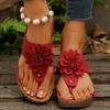Fashion Fashion Flower Wedge Slippers for Women Summer 2025 Clip Toe Platform Flip Flops Woman Casual Thick Sole Beach Sandals Plus Size