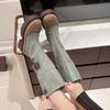 Fashion Women Flats Platform Denim Chelsea Boots Winter Shoes Designer New Knee High Motorcycle Boots Casual Goth Shoes