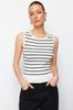 Women's Fashion New Blouse Ecru Premium Yarn Special Yarn Striped Polo Neck Knitwear Blouse