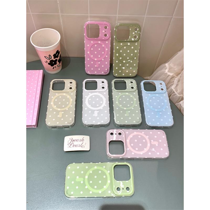 Однотонный чехол для телефона с магнитом и горошком для iPhone 17, Apple 16 Pro Max / 15 / 14