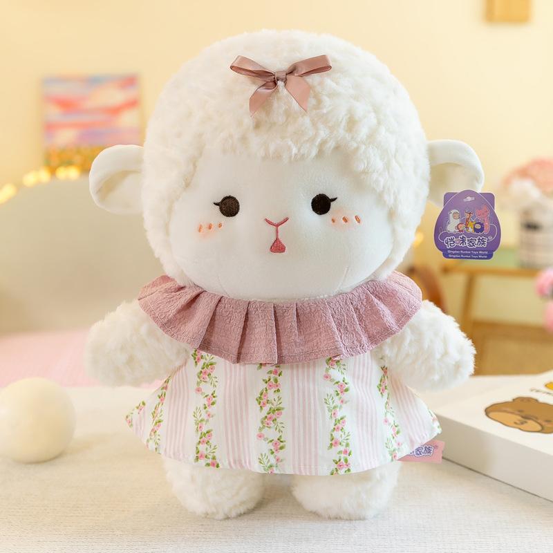 Super cute cloud cashmere toy gauze skirt lamb doll children's birthday gift doll machine white sheep ornament