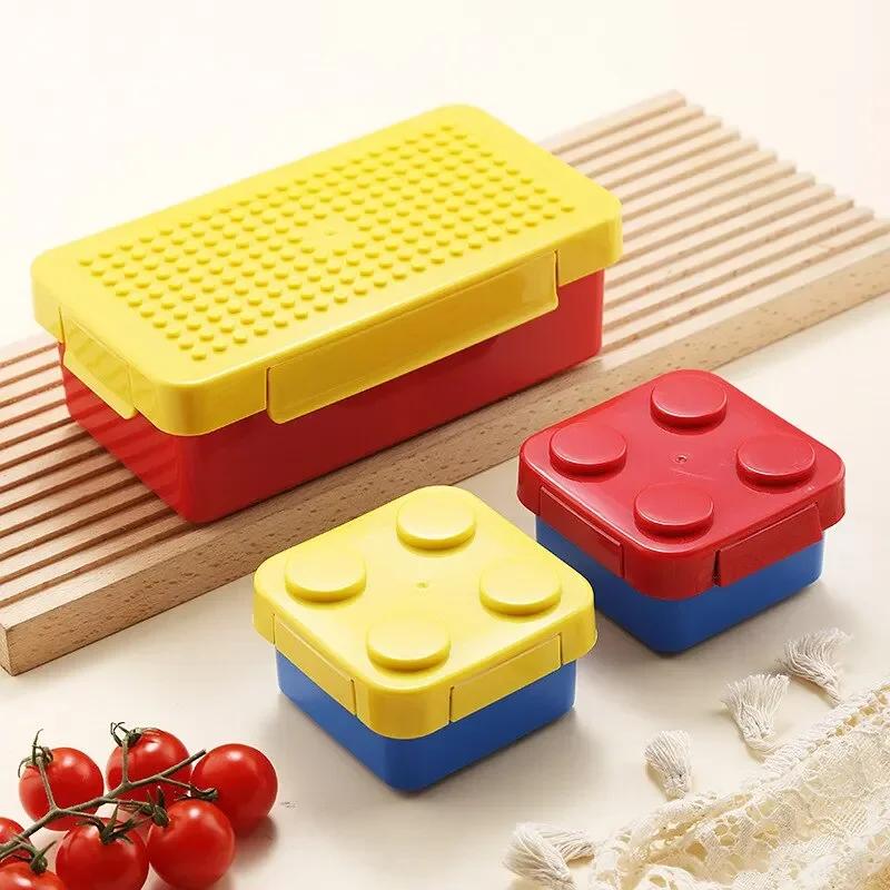 DIY Building Block Lunch Box Modular Building Blocks For Children Student Building Block Bento Food Storage Container Dinnerware