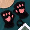 Winter Warm Fingerless Gloves Lovely Sweet Bear Paw Thickened Plush Half Finger Glove Multicolor Fluffy Soft Cat Claw Mittens