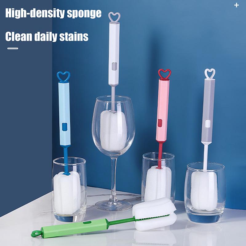 1 шт. Мягкая губка для мытья чашек с длинной ручкой, губка для бутылок, щетка для мытья бутылок, стеклянных чашек, мытья и чистки кухни