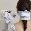 1pc Ballet-style Blue Checkered Bow Hair Tie, Square Scarf Hair Flower, Fresh Forest-style Hair Rope, New Lace Hair Accessories