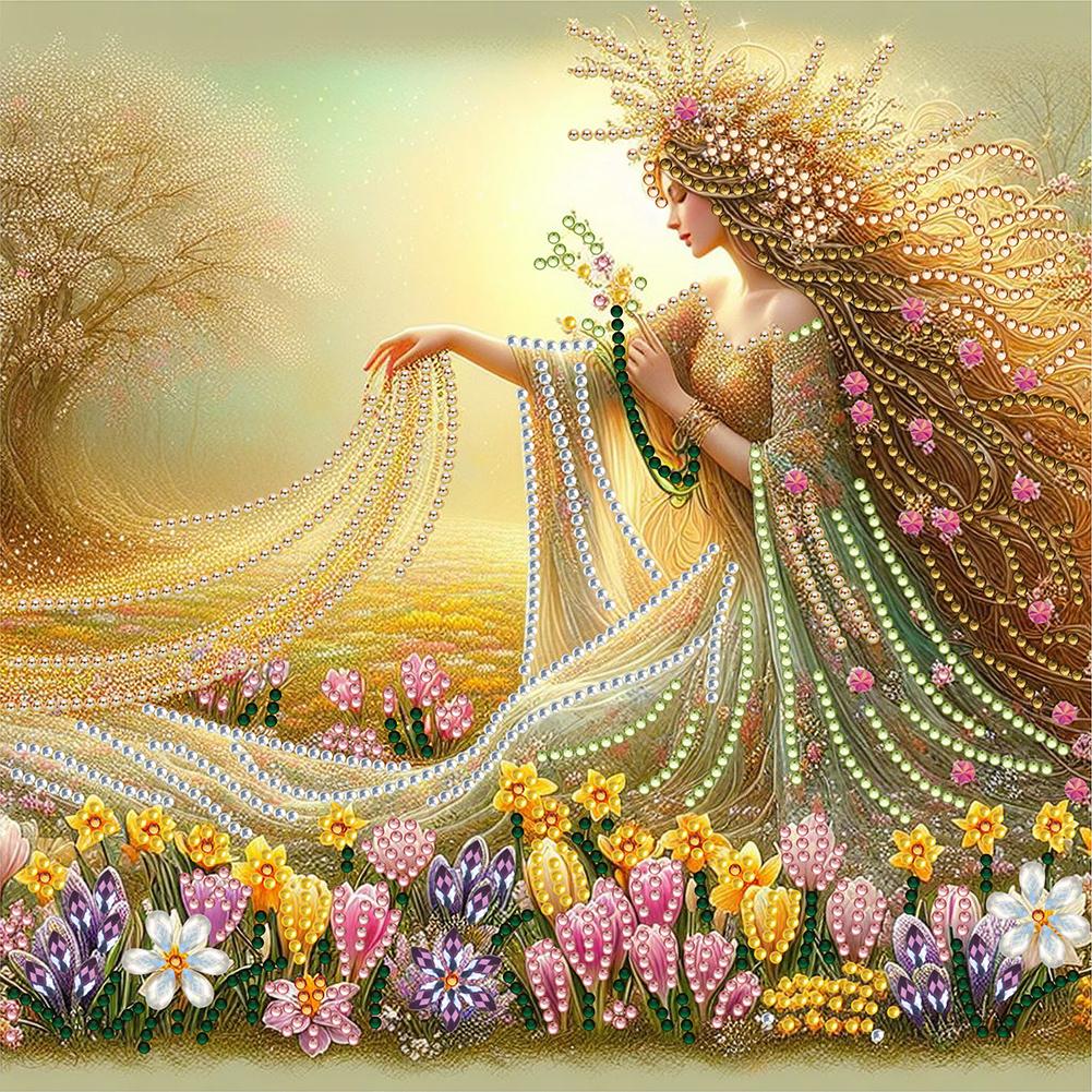 5D DIY Частичная дрель специальной формы Набор для алмазной живописи Девушка Украшение AU