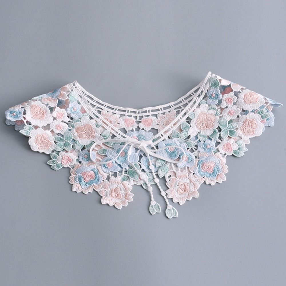 Detachable Embroidered Flower Fake Collar Floral Lace Neckline Shawl Lace Collar Women/girls