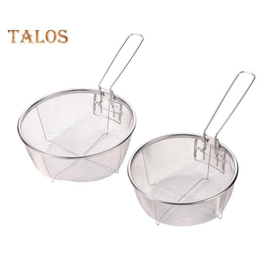 Корзина для жарки из нержавеющей стали с ручкой, кухонная круглая корзина для жарки для картофеля фри, луковые кольца, жареная курица