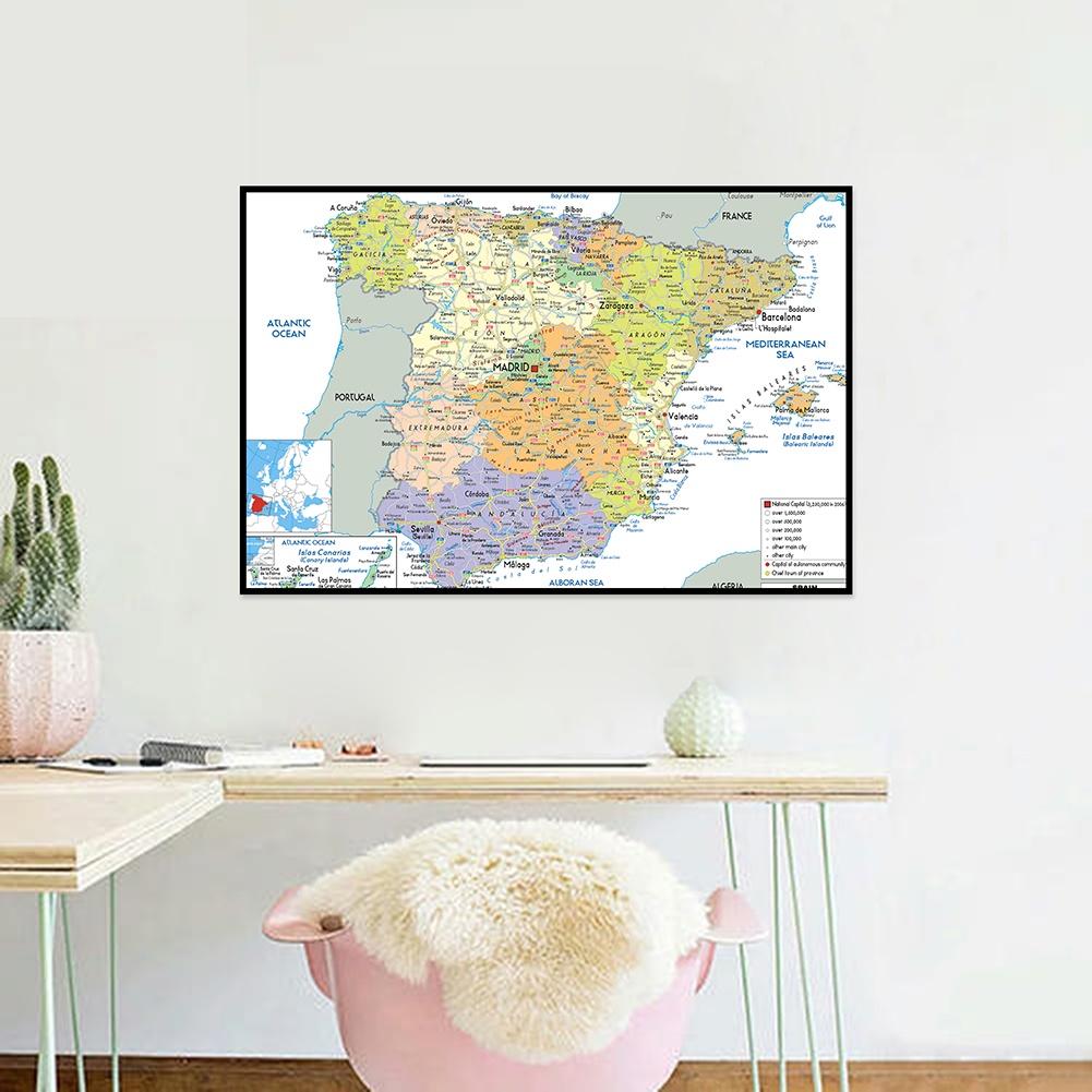 Administrative Map of Spain Canvas Painting Wall Art Poster School Supplies Living Room Home Decoration